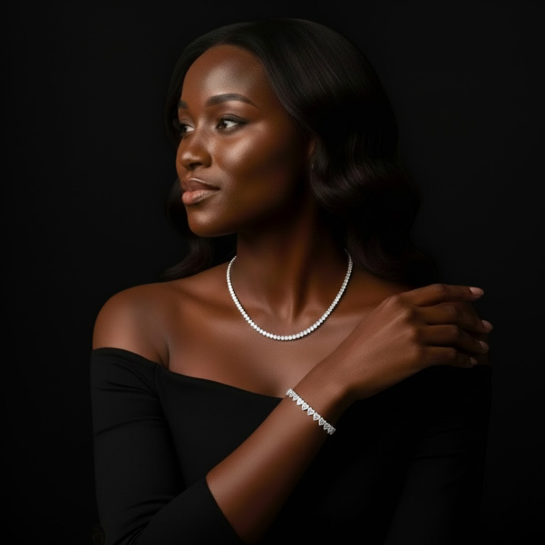 VALENTINES ICE VVS1 18K White Gold Hearts Tennis