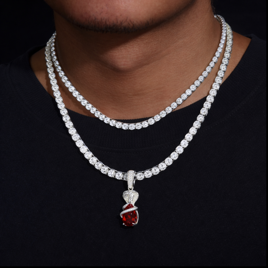 SERPENT OF ICE Green VVS1 18K White Gold Pendant