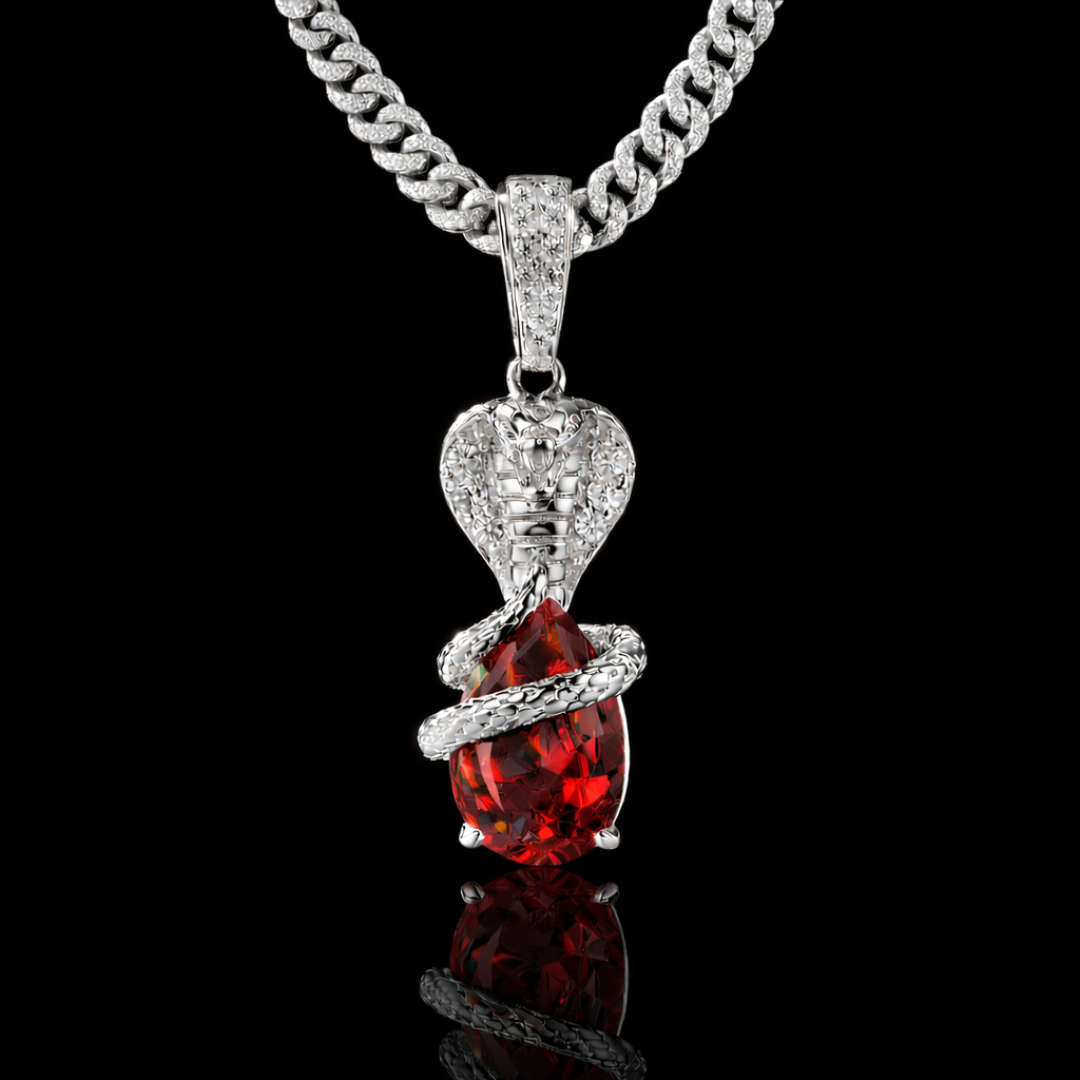 SERPENT OF ICE Red VVS1 18K White Gold Pendant