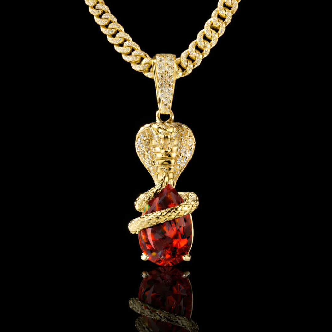 SERPENT OF ICE Red VVS1 18K Gold Pendant